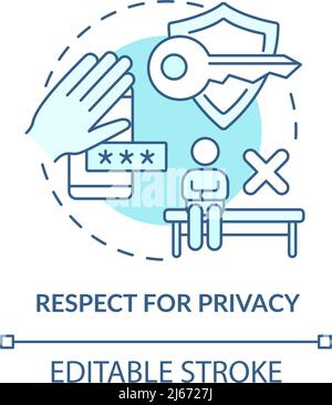 Respekt für die Privatsphäre türkisfarbenes Konzept Symbol Stock Vektor