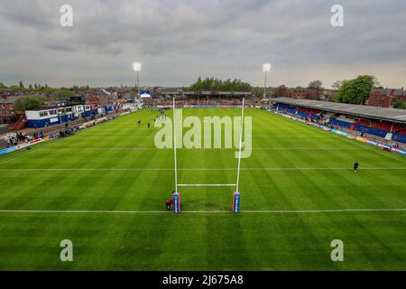 Wakefield, Großbritannien. 28. April 2022. Allgemeiner Blick in das Belle Vue Stadium vor dem heutigen Spiel in Wakefield, Großbritannien am 4/28/2022. (Foto von James Heaton/News Images/Sipa USA) Quelle: SIPA USA/Alamy Live News Stockfoto