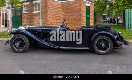 1934 Jaguar SS1 Tourer (471 LKR) auf der April Scramble im Bicester Heritage Centre am 23.. April 2022 ausgestellt Stockfoto