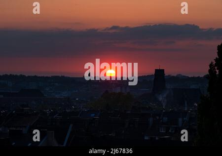 Aachen-Sonnenuntergang Stockfoto