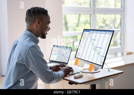 Banner Für Die Liste Der Projektdokumentpläne Der Gantt-Software Stockfoto