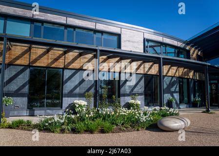 RHS Hilltop – The Home of Gardening Science, ein wissenschaftliches Gartenbauzentrum in Wisley Garden, Surrey, England, Großbritannien Stockfoto