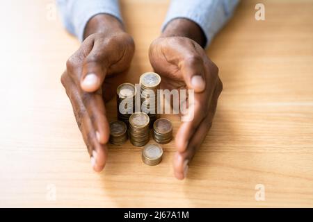 Geschäftsgeld Schutz Vor Inflation. Sicheres Gehalt Stockfoto