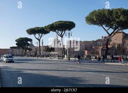 Via Dei Fori Imperialia Rom Italien Stockfoto