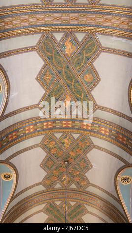 Detail die opulente marmorgesäumte Lobby, das Fisher-Gebäude, ein Art déco-Wolkenkratzer aus dem Jahr 1928, Detroit, Michigan, USA Stockfoto