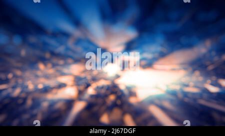 Bokeh blau und orange Diamant Brechungen Lichter Hintergrund - abstrakte 3D Illustration Stockfoto