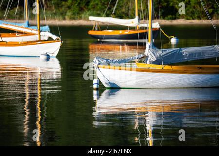 Quissett Harbour Bilder, Bilder und Stock-Fotos Quissett Harbour auf Cape Cod, Massachusetts in der frühen Morgensonne. Segelboote liegen in Quissett Harbo vor Anker Stockfoto