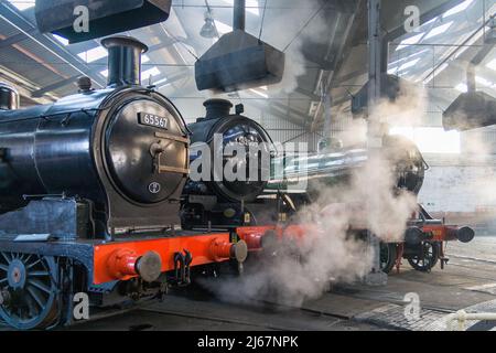 Eine Dampfveranstaltung im Barrow Hill Roundhouse Stockfoto