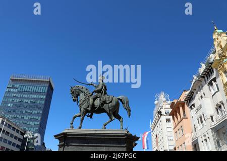 Ban Josip Jelacic Reiterstatue im Stadtzentrum von Zagreb Stockfoto