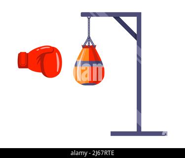 Boxing roten Boxsack. Flache Vektor-Illustration. Stock Vektor
