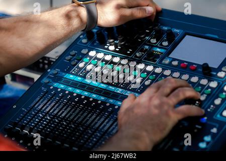 Sound-Mixer, Sound-Control-Systeme Gerät Stockfoto