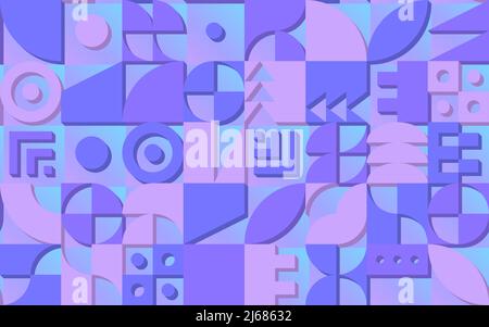 Geometrisches Muster mit Formen im Retro-Stil und kräftigen Farben in Pink und Violett. Stock Vektor