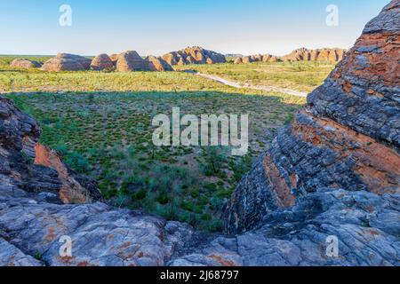 Piccaninny Lookout im Purnululu National Park oder Bungle Bungles, ein UNESCO-Weltkulturerbe in der Kimberley, Western Australia, WA, Australien Stockfoto