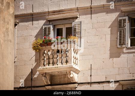 Die Stadt Split in Kroatien in der Region Dalmatien, Altstadt Balkon Stockfoto