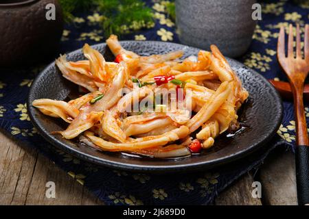 Ein Teller mit entbeinter Entenpalme Stockfoto