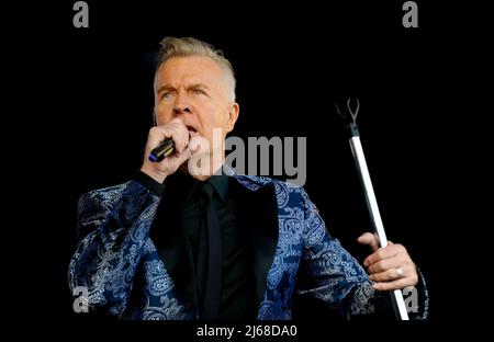 Martin Fry, der Sänger der 80s Band ABC, tritt beim Flashback Festival in Temple Newsom auf. (Foto von Robin Burns / SOPA Images/Sipa USA) Stockfoto