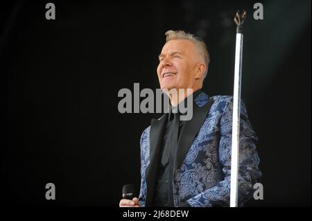Martin Fry, der Sänger der 80s Band ABC, tritt beim Flashback Festival in Temple Newsom auf. (Foto von Robin Burns / SOPA Images/Sipa USA) Stockfoto