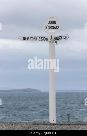 John O'Groats-Schilderpfosten, Schottland Stockfoto