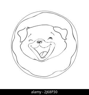 Pug-Vektor hand Zeichnung Illustration in schwarzer Farbe auf weißem Hintergrund Stock Vektor