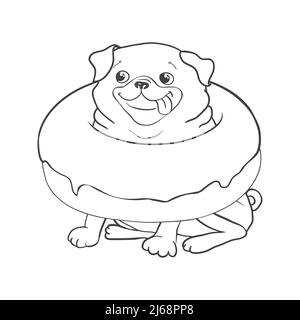 Pug-Vektor hand Zeichnung Illustration in schwarzer Farbe auf weißem Hintergrund Stock Vektor