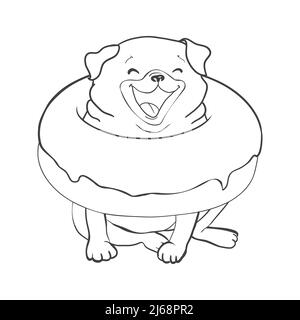 Pug-Vektor hand Zeichnung Illustration in schwarzer Farbe auf weißem Hintergrund Stock Vektor