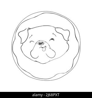 Pug-Vektor hand Zeichnung Illustration in schwarzer Farbe auf weißem Hintergrund Stock Vektor