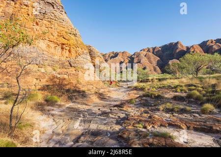 Wanderweg zum Piccaninny Lookout, Purnululu National Park oder Bungle Bungles, einem UNESCO-Weltkulturerbe in der Kimberley, Westaustralien, Stockfoto