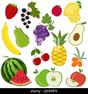 Obst-Muster von verschiedenen Früchten, Farbe Vektor-Illustration Stock Vektor