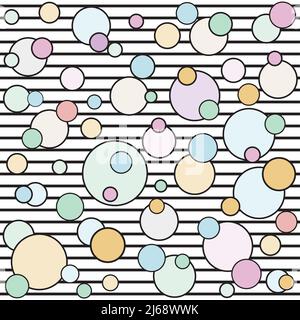 Abstrakte Muster bunte Kreise auf einem gestreiften Hintergrund Stock Vektor