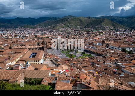 Die Skyline Der Stadt Cusco, Provinz Cusco, Peru. Stockfoto