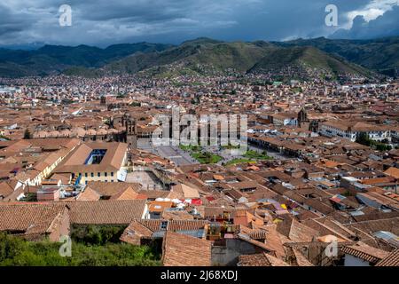 Die Skyline Der Stadt Cusco, Provinz Cusco, Peru. Stockfoto