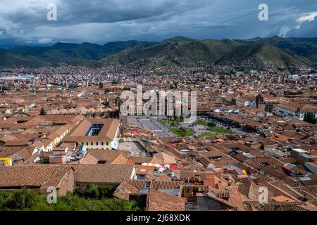 Die Skyline Der Stadt Cusco, Provinz Cusco, Peru. Stockfoto
