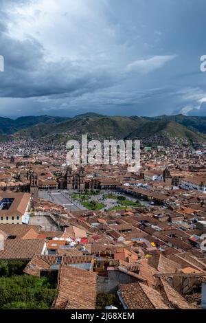 Die Skyline Der Stadt Cusco, Provinz Cusco, Peru. Stockfoto