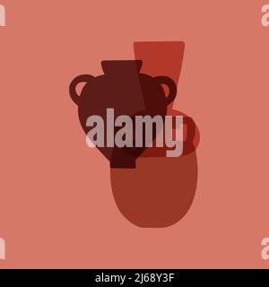 Verschiedene Keramikvasen Innenplakate. Elegante, moderne Karte im Boho-Stil. Vektorkonzept. Stock Vektor