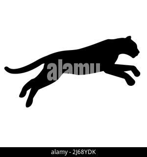 Vektor flach Leopard Silhouette isoliert auf weißem Hintergrund Stock Vektor
