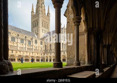 Frühlingsnachmittag in der Norwich Cathedral, Norfolk, England. Stockfoto