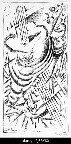 Alte Malerei - Kunst von Rudolf Bauer - Lithograph Nr.14 (ca. 1913–17) Stockfoto