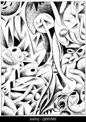 Alte Malerei - Kunst von Rudolf Bauer - ohne Titel (abstrakte Formen) (ca. 1913–15)2 Stockfoto