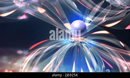 Perlfarben und abstrakt, vollfarbig, heller, fraktaler Hintergrund. Digitale Technologie und künstliche Intelligenz 3D Illustration. Innovation und Kreativität Stockfoto
