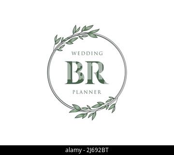 BR Initials Letter Hochzeitslogos Kollektion, handgezeichnete moderne minimalistische und florale Vorlagen für Einladungskarten, Save the Date, elegant Stock Vektor