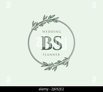 BS Initials Letter Hochzeit Monogram Logos Kollektion, handgezeichnete moderne minimalistische und florale Vorlagen für Einladungskarten, Save the Date, elegant Stock Vektor