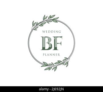 BF Initials Letter Hochzeitslogos Kollektion, handgezeichnete moderne minimalistische und florale Vorlagen für Einladungskarten, Save the Date, elegant Stock Vektor