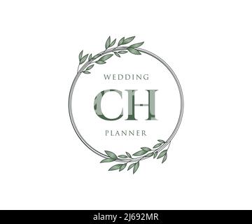 CH Initialen Brief Hochzeit Monogramm Logos Kollektion, handgezeichnete moderne minimalistische und florale Vorlagen für Einladungskarten, Save the Date, elegant Stock Vektor