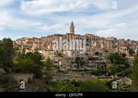 Bocairent mittelalterliches Dorf am Mittelmeer in der Provinz Valencia, Autonome Gemeinschaft Valencia, Spanien Stockfoto