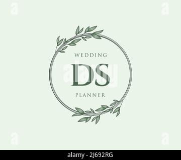 DS Initials Letter Hochzeit Monogram Logos Kollektion, handgezeichnete moderne minimalistische und florale Vorlagen für Einladungskarten, Save the Date, elegant Stock Vektor