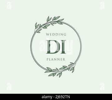 DI Initialen Brief Hochzeit Monogram Logos Kollektion, handgezeichnete moderne minimalistische und florale Vorlagen für Einladungskarten, Save the Date, elegant Stock Vektor