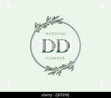 DD Initials Letter Hochzeit Monogram Logos Kollektion, handgezeichnete moderne minimalistische und florale Vorlagen für Einladungskarten, Save the Date, elegant Stock Vektor