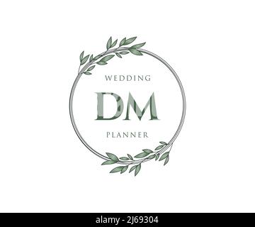 DM Initials Letter Hochzeitslogos Kollektion, handgezeichnete moderne minimalistische und florale Vorlagen für Einladungskarten, Save the Date, elegant Stock Vektor