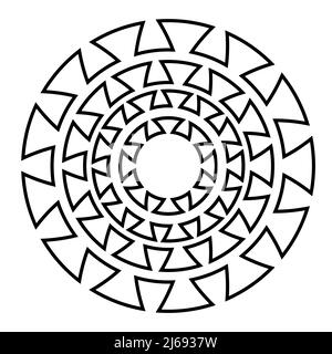 Griechischer Vektor antike Vase Mandala Design mit Schlüsselmuster, geometrisches schwarzes Muster aus Griechenland Stock Vektor