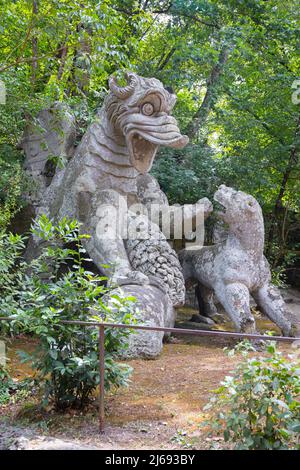 Der Monsterpark (Sacro Bosco) (Villa delle Meraviglie), Bomarzo, Viterbo, Latium, Italien Stockfoto